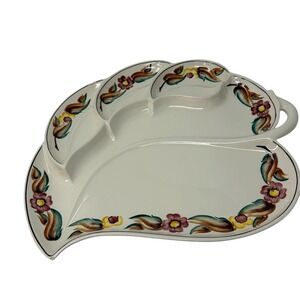 Vintage Vernon Kilns Beverly Divided Chip Dip Serving Platter California Pottery
